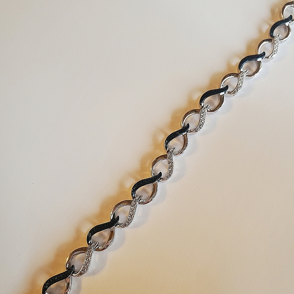 Sterling Blue White Diamond Infinity Bracelet - Picture 6 of 17